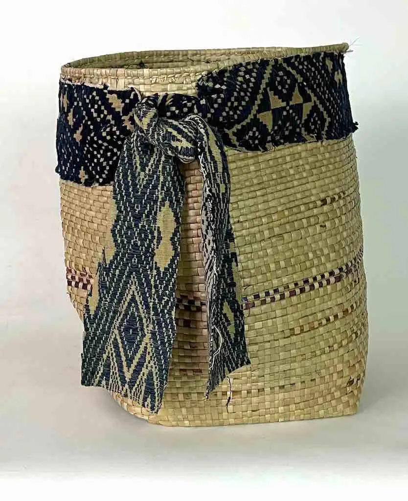 Deep Flexible Swampgrass Basket, Vintage Cloth Rim - Benin