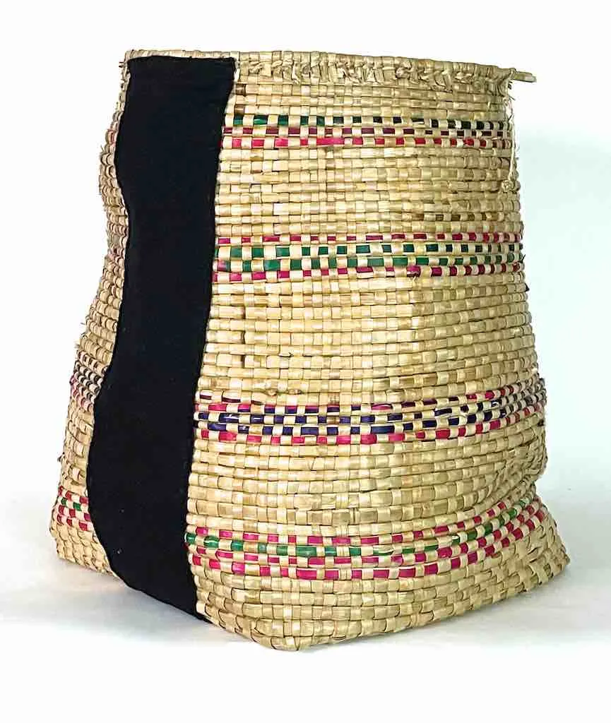 Deep Vintage Flexible Swampgrass Basket, Cloth Accent - Benin