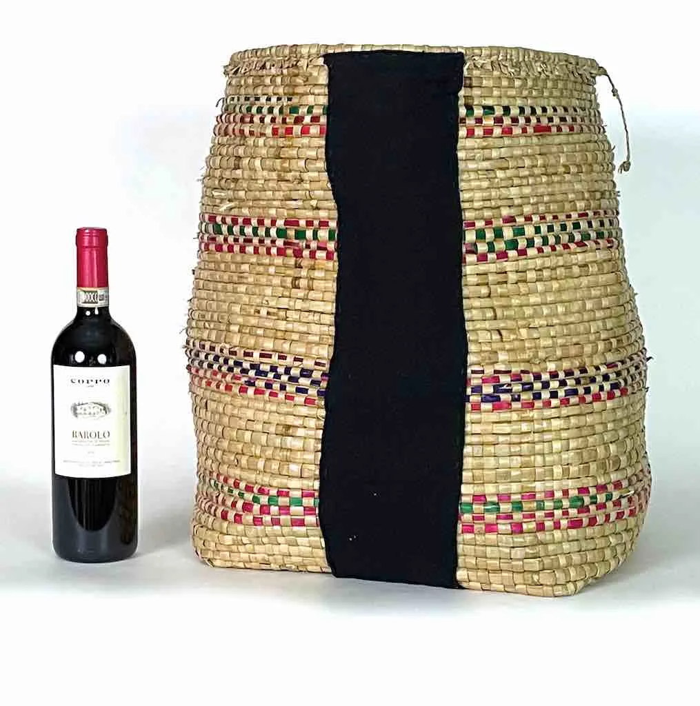 Deep Vintage Flexible Swampgrass Basket, Cloth Accent - Benin
