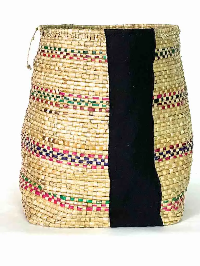 Deep Vintage Flexible Swampgrass Basket, Cloth Accent - Benin