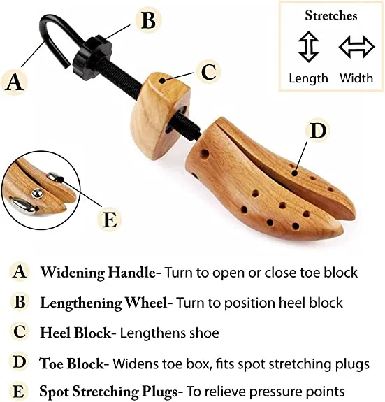 FootFitter Professional 2-Way Shoe Stretcher | Stretches Length & Width | Durable Metal