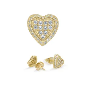 Heart 6 Cubic Zirconia Earrings 14K Gold Filled Silver Hip Hop Studs Jewelry Women