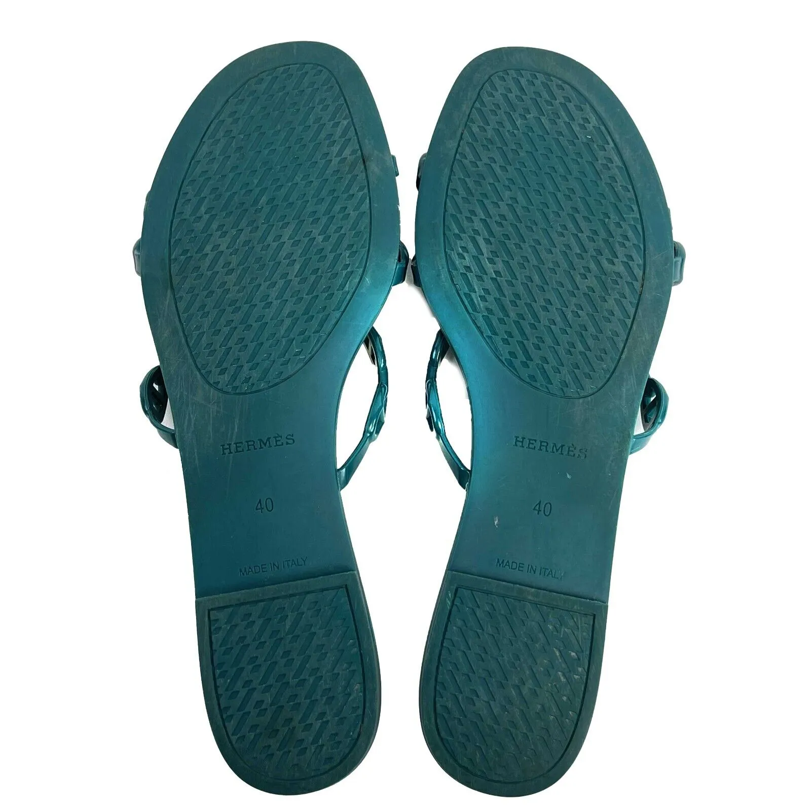 Hermes - D'ancre Chaine Rivage Sandals - Teal - Size 40 US 10