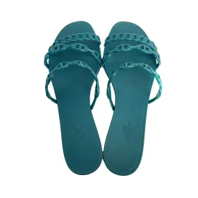 Hermes - D'ancre Chaine Rivage Sandals - Teal - Size 40 US 10