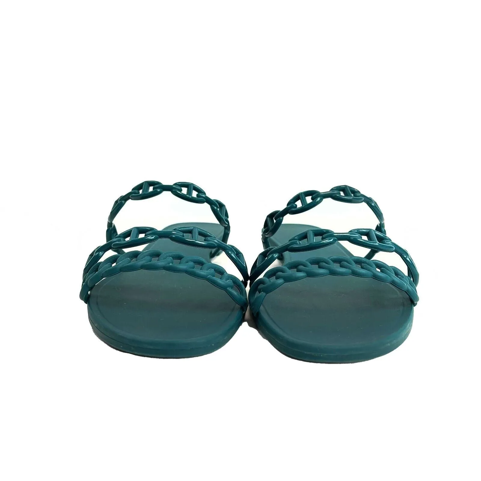 Hermes - D'ancre Chaine Rivage Sandals - Teal - Size 40 US 10