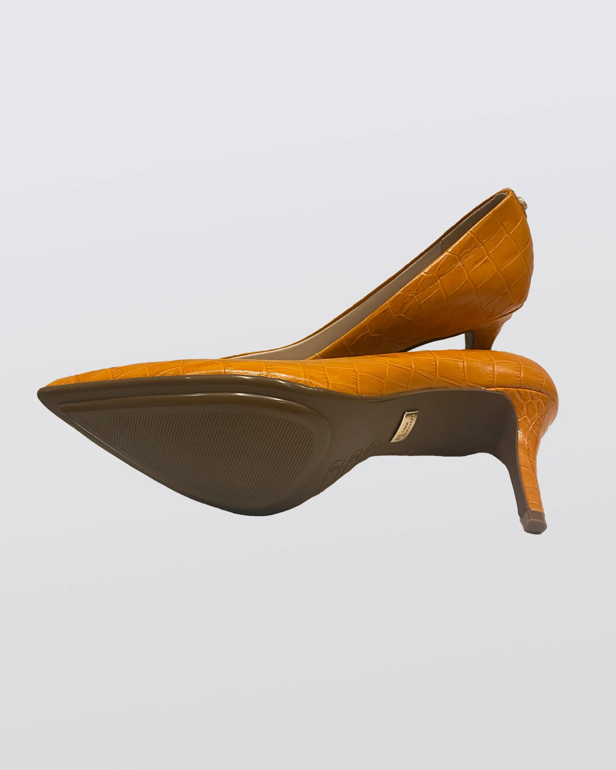Honey Tan Croc Embossed Leather Pump