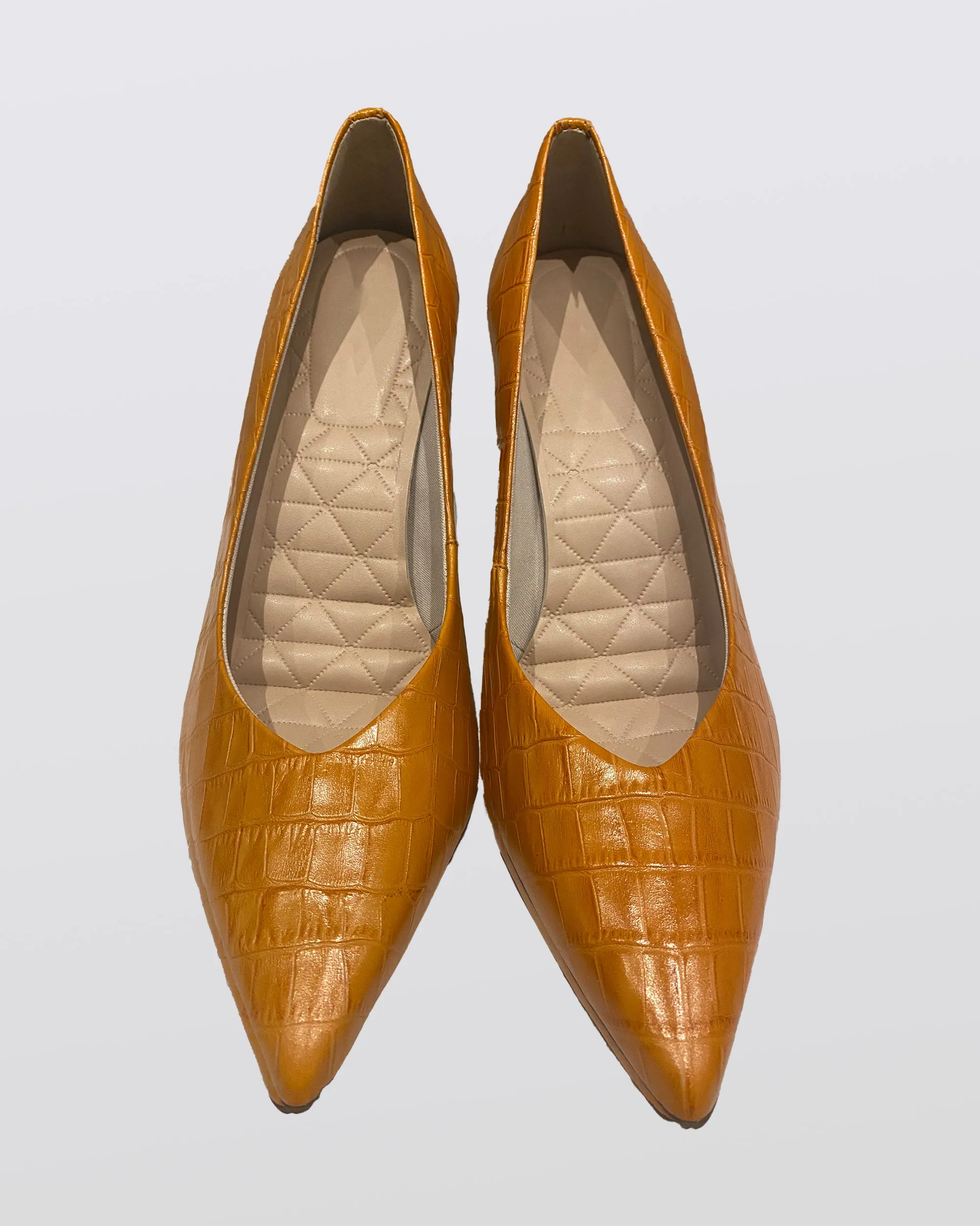 Honey Tan Croc Embossed Leather Pump