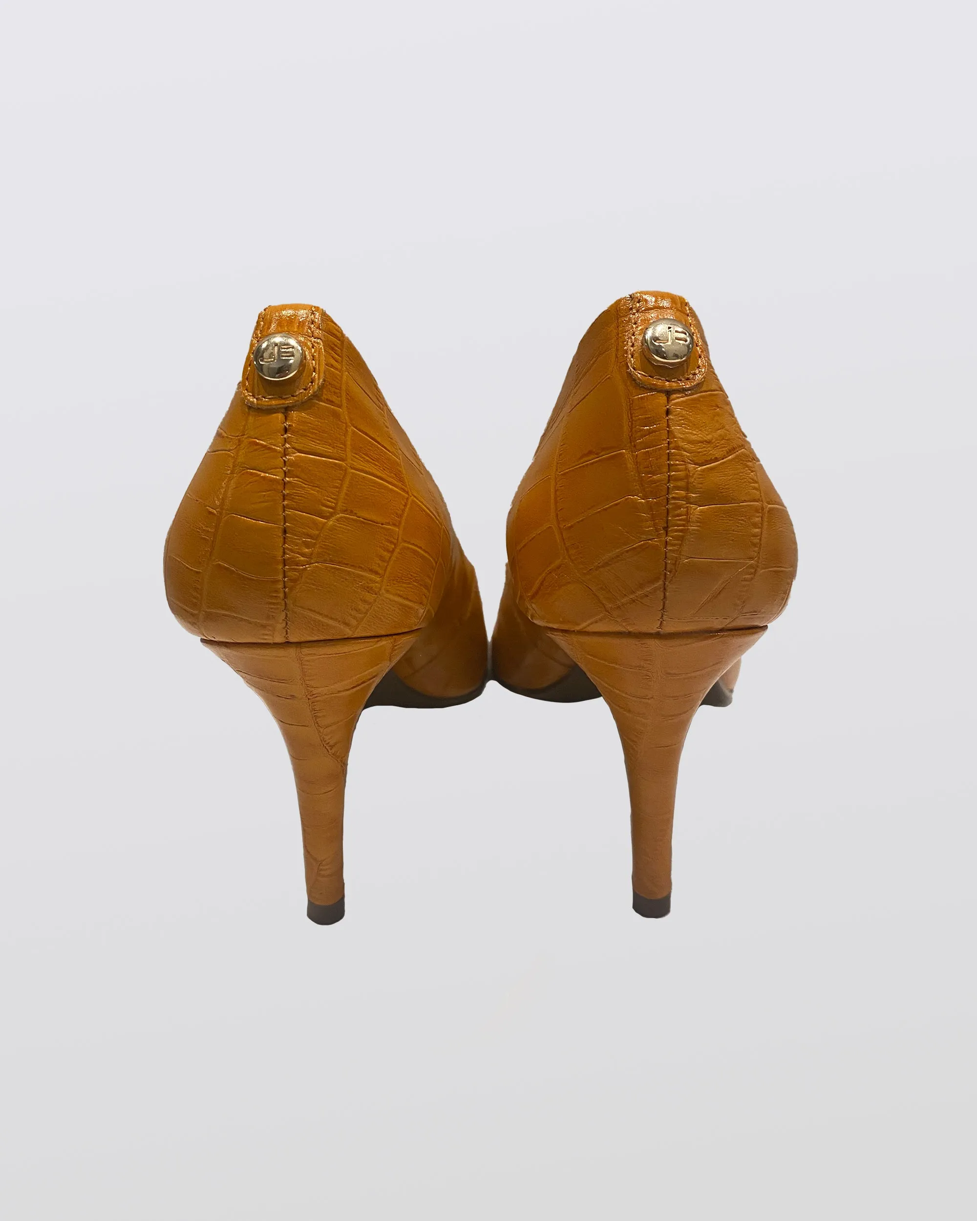 Honey Tan Croc Embossed Leather Pump