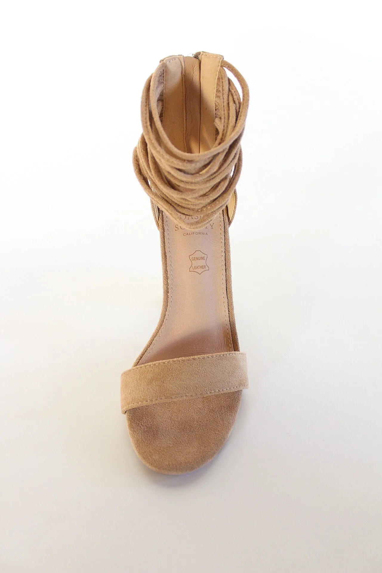 Leather And Suede Ankle Strap Heels