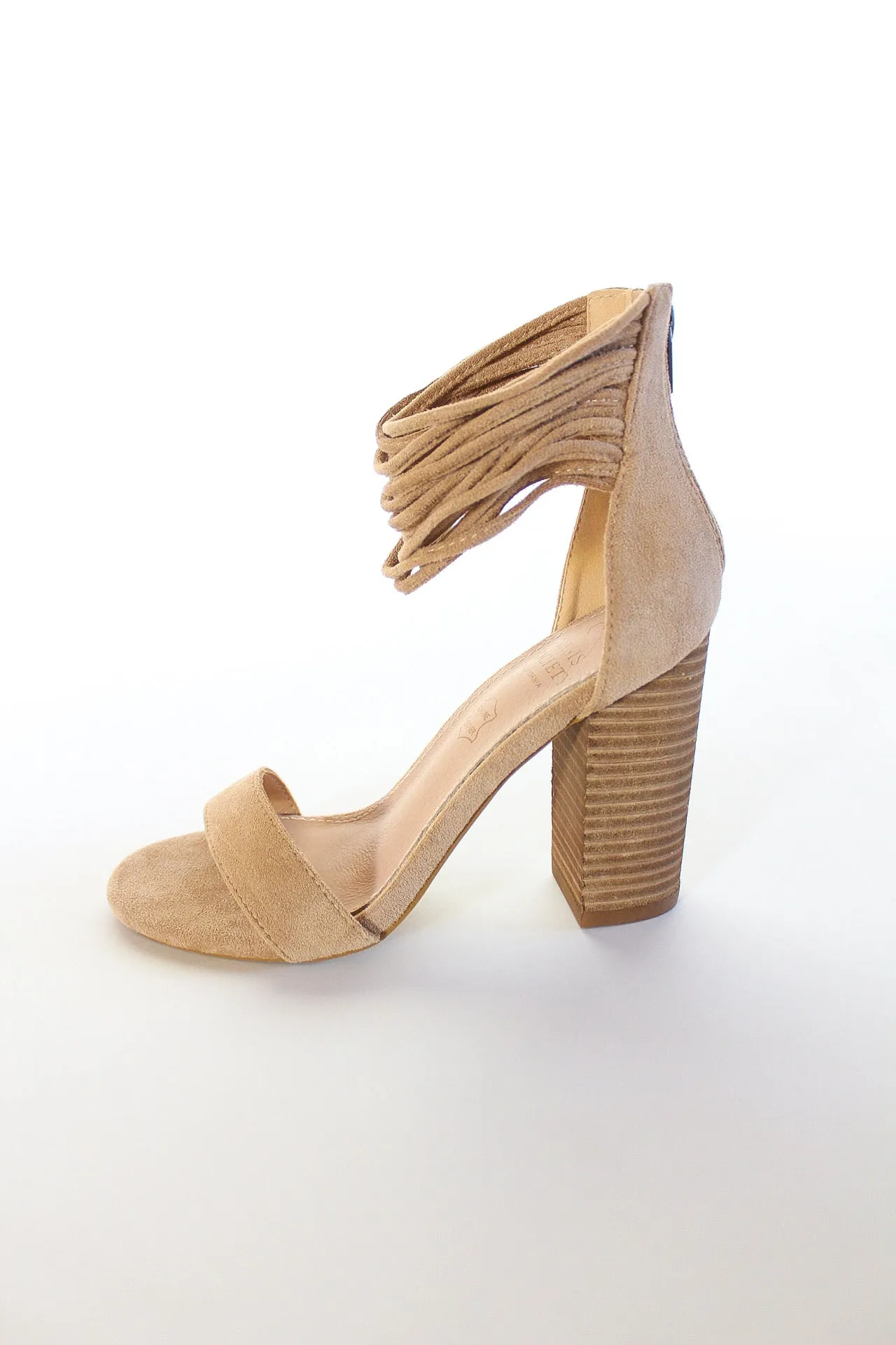 Leather And Suede Ankle Strap Heels