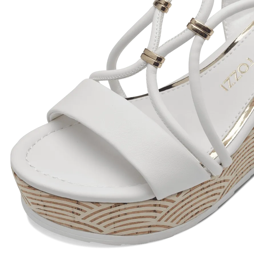 Marco Tozzi White Gold-Detailed Wedge Sandal