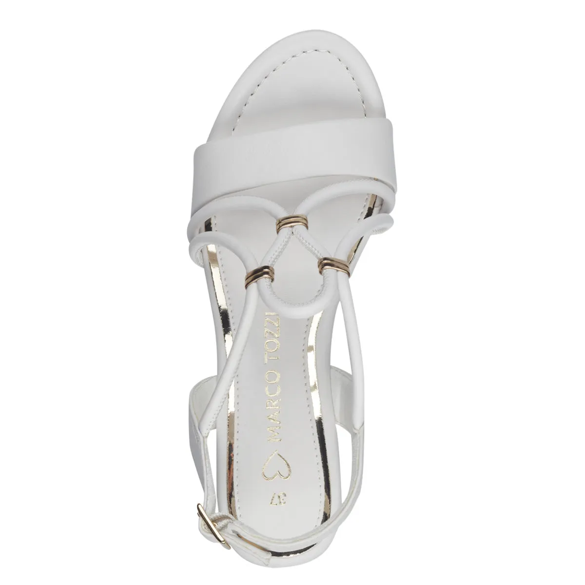 Marco Tozzi White Gold-Detailed Wedge Sandal