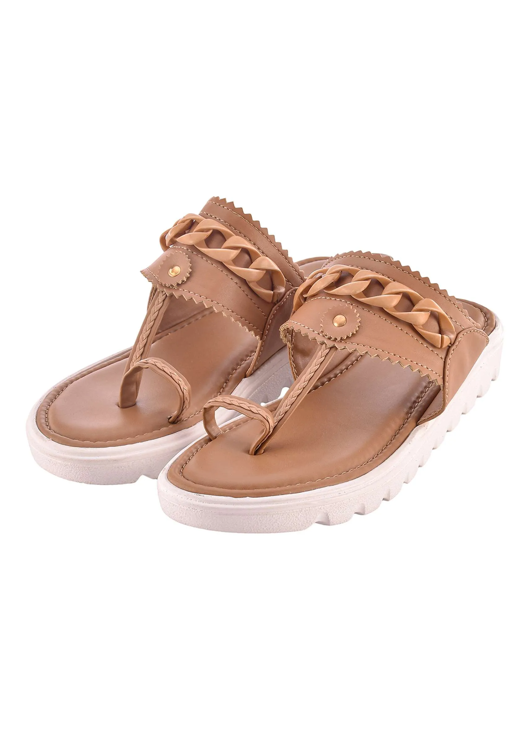 Nude 1.5-Inch Kolhapuris With Comfort Heels