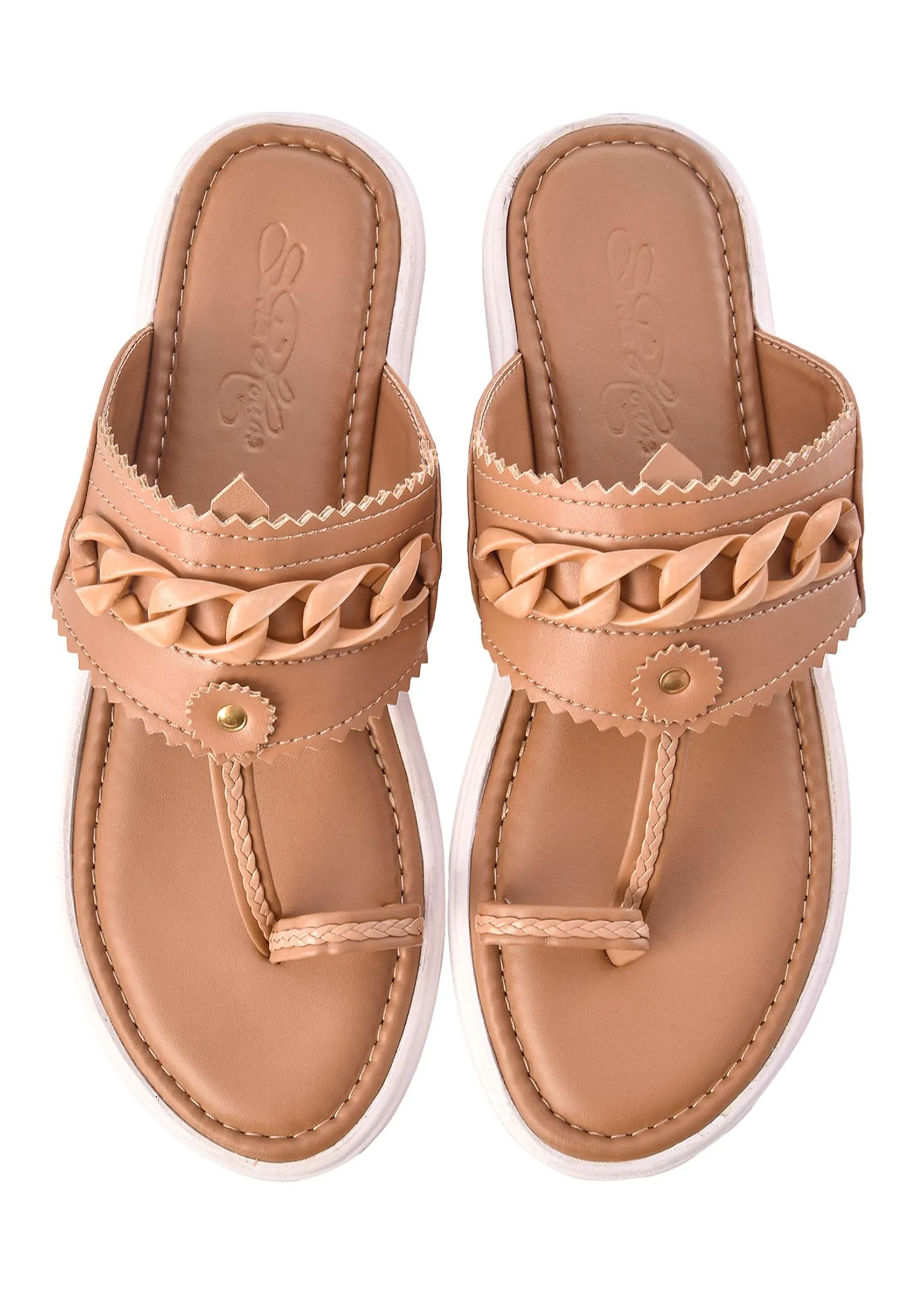 Nude 1.5-Inch Kolhapuris With Comfort Heels