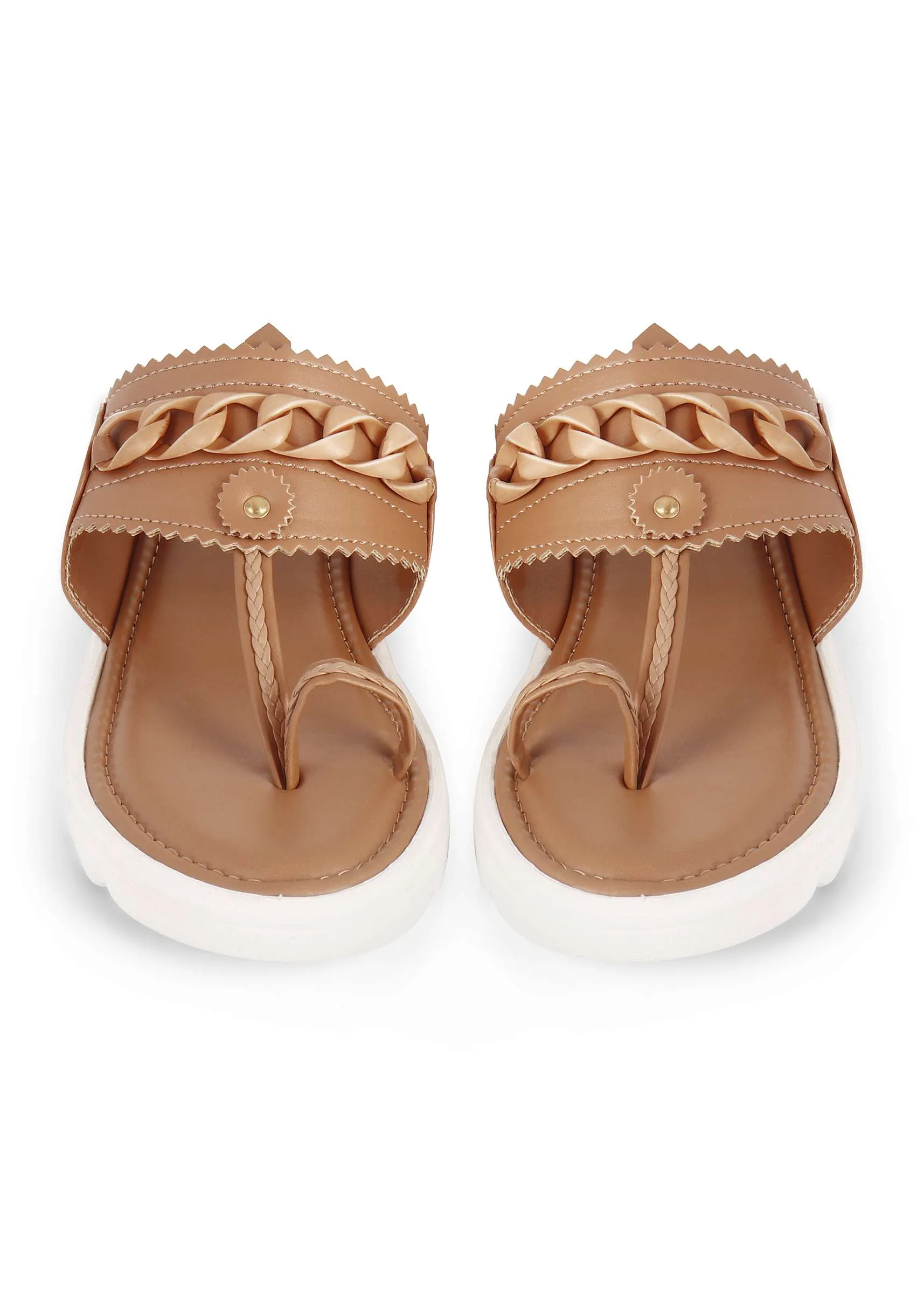 Nude 1.5-Inch Kolhapuris With Comfort Heels