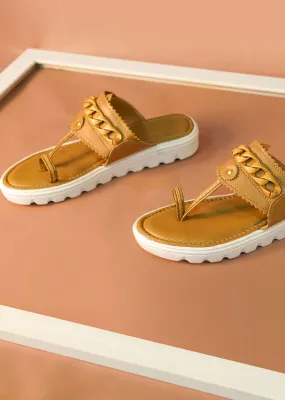 Nude 1.5-Inch Kolhapuris With Comfort Heels