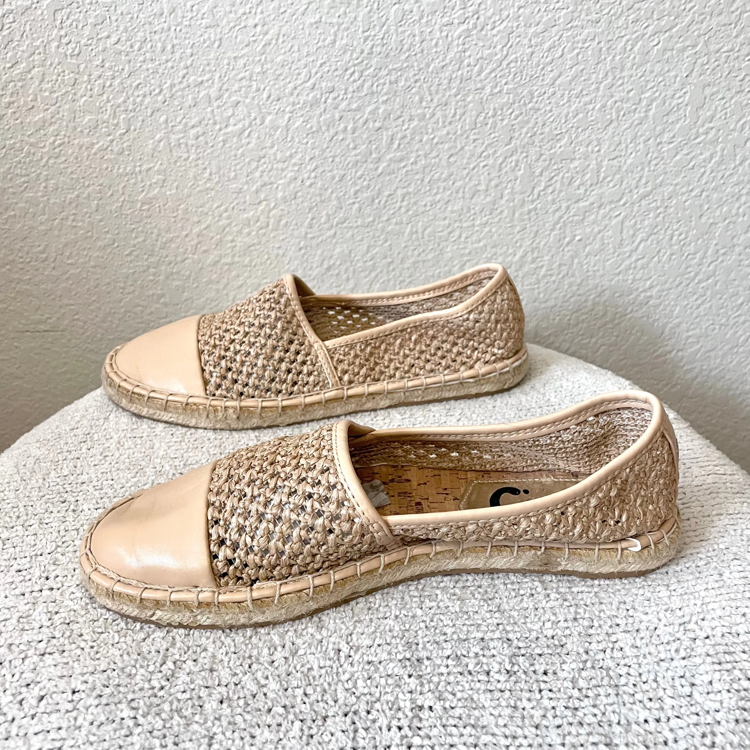 Open Knit Leather Espadrille Flats