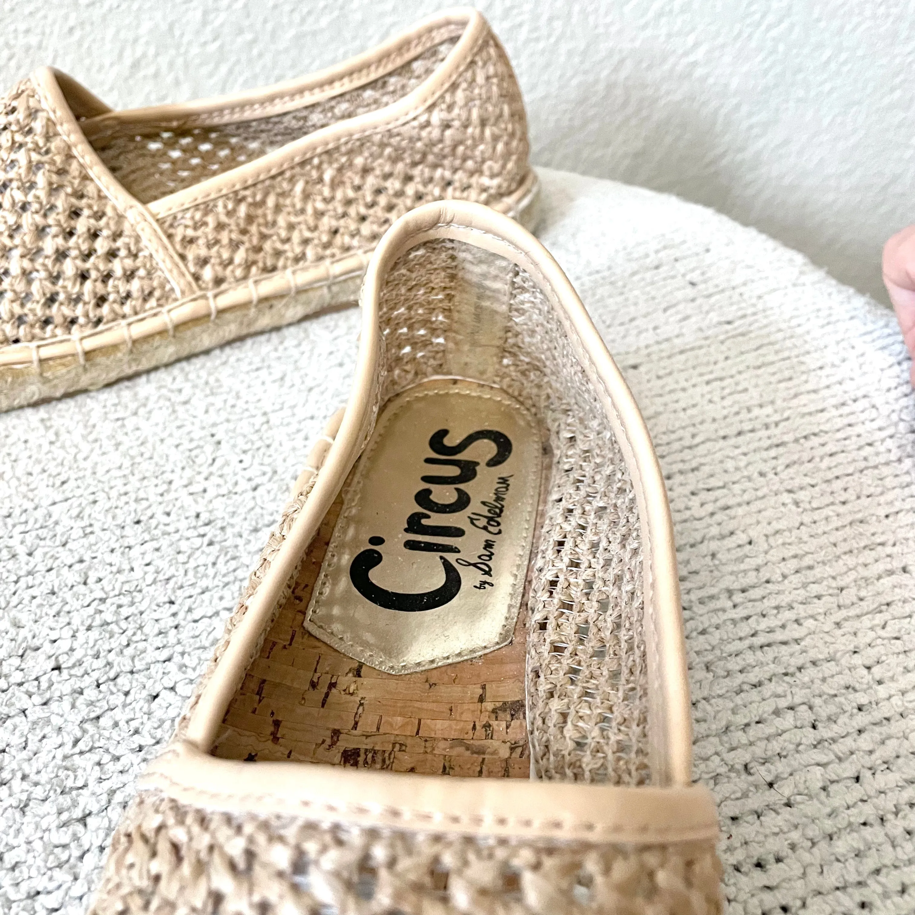 Open Knit Leather Espadrille Flats
