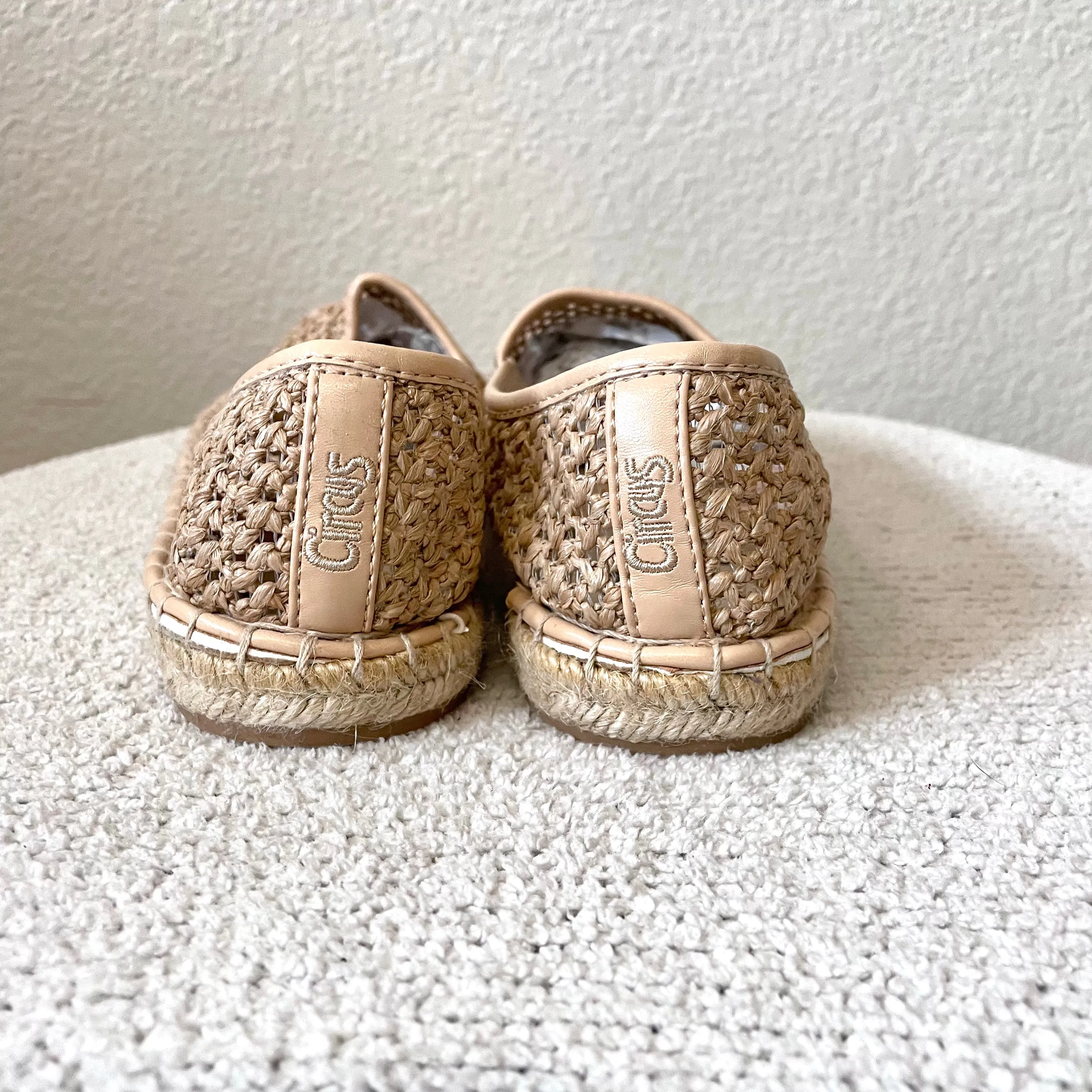 Open Knit Leather Espadrille Flats