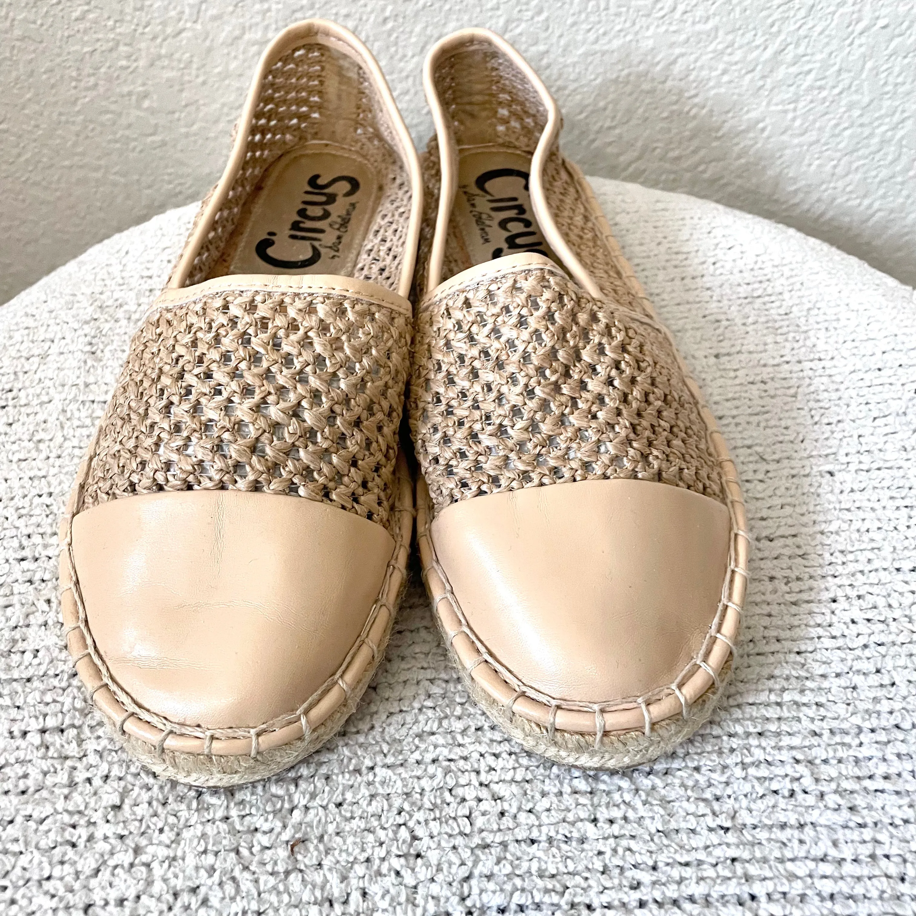 Open Knit Leather Espadrille Flats