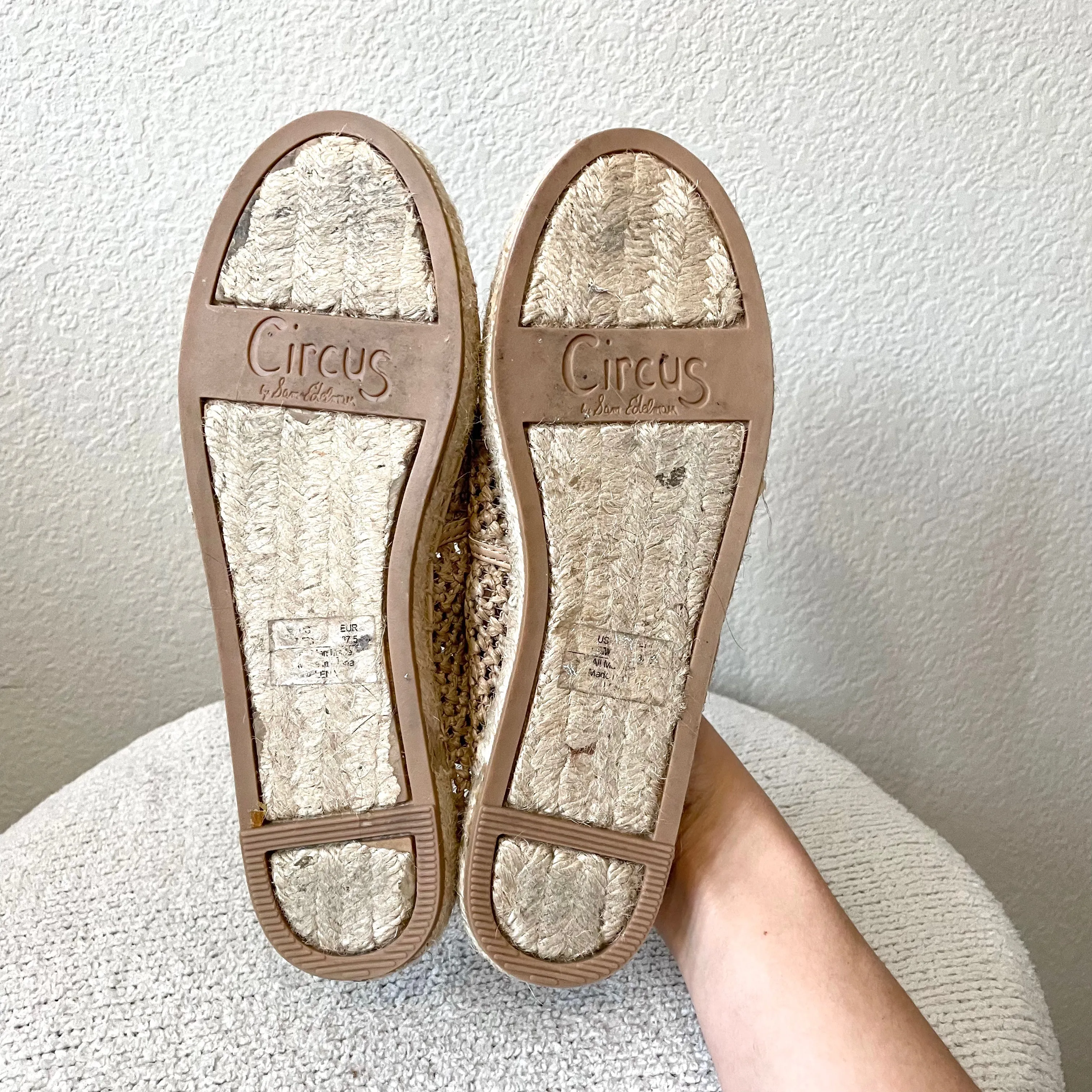Open Knit Leather Espadrille Flats