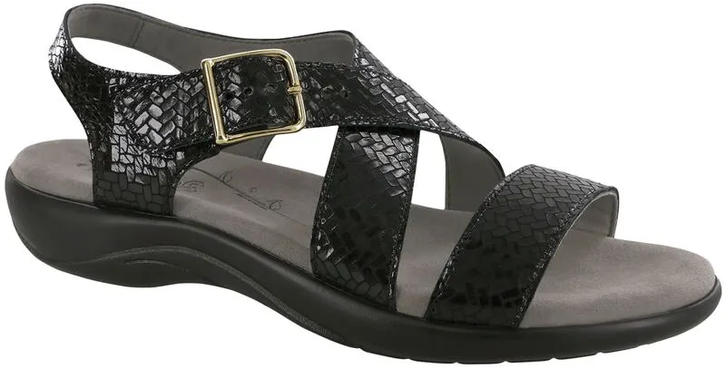 SAS Laguna Cross Strap Sandal - Weave Nero