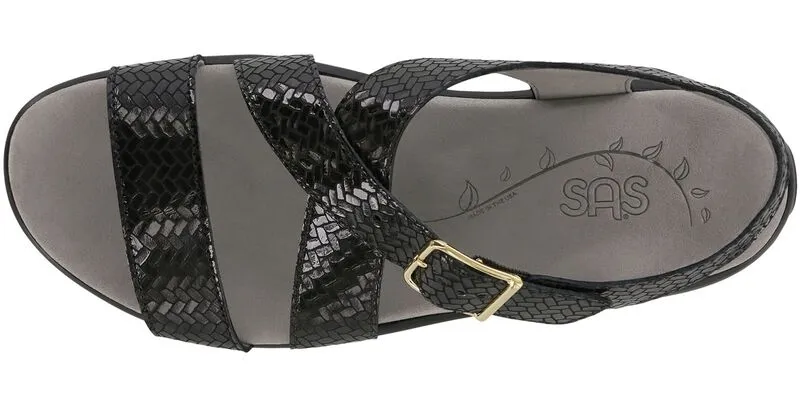 SAS Laguna Cross Strap Sandal - Weave Nero