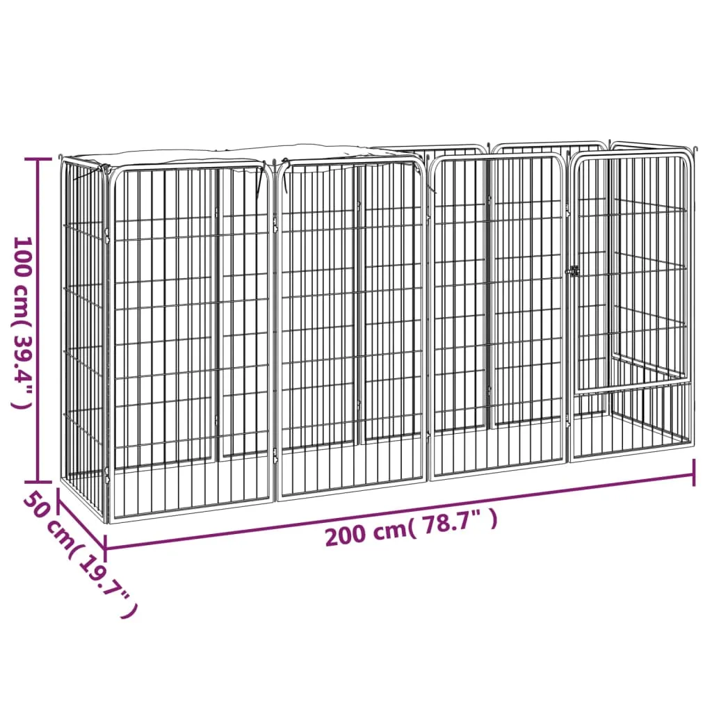vidaXL 10-Panel Dog Playpen Black 50x100 cm Powder-coated Steel